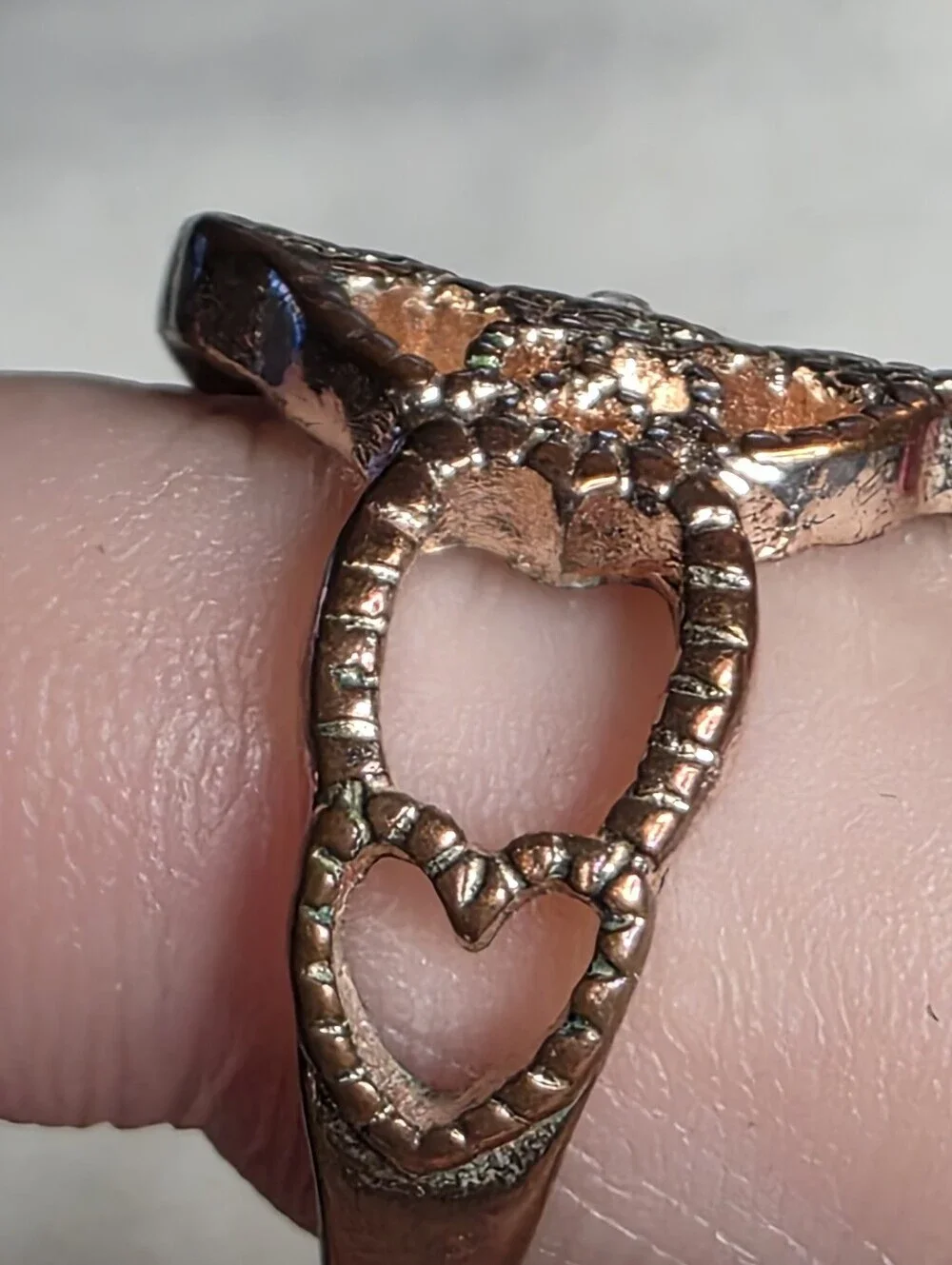 Filigree Floral Statement Ring Crystal Accent Rose Gold Tone Size 7